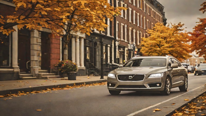 Автомобиль в движении по весенним улицам Нижнего Новгорода.