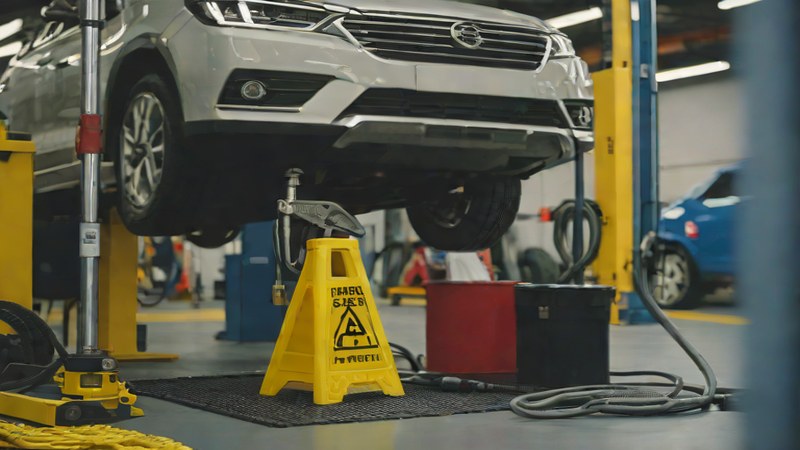 Автомобиль на подъемнике в сервисном центре Нижнего Новгорода