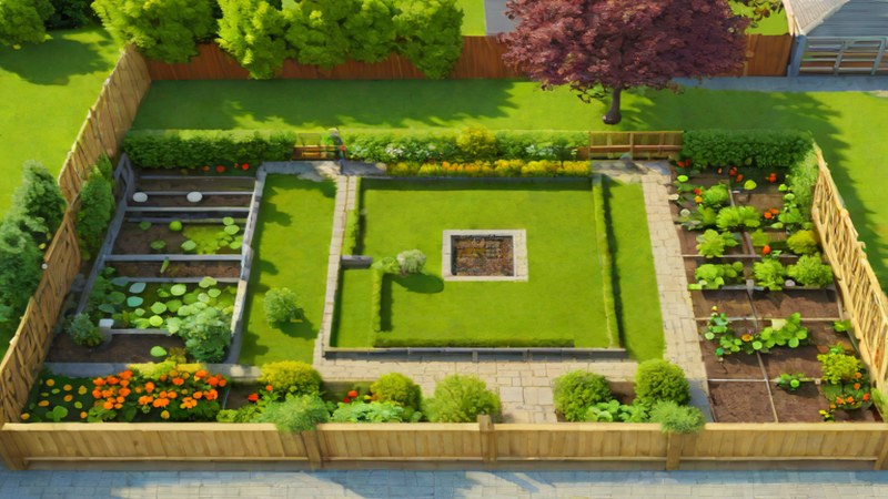 Пример участка с организованной зоной отдыха и декоративными элементами в Нижнем Новгороде